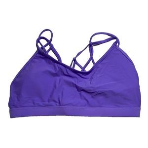 Fabletics Open Back Strappy Dash Bikini Top Swimsuit Womans large purple NWT pad